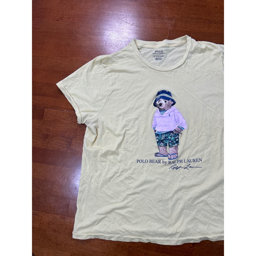 Polo Ralph Lauren T-Shirt Mens XL Yellow Polo Bear Graphic Short Sleeve Tee - Picture 4 of 9